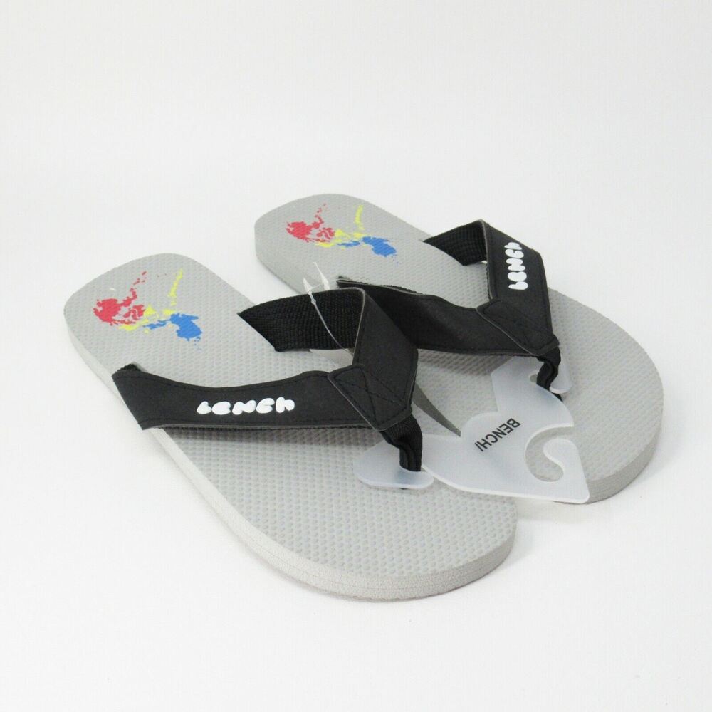 Bench Sandals Flip Flops Womens 11 Slip On Gray Paint Splatter NWT